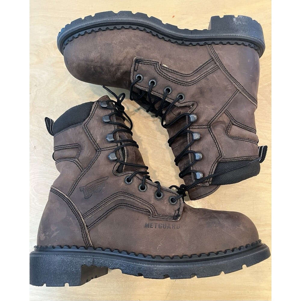 Red Wing Waterproof Safety Toe Metguard Boots Men's 7 D 4435 Oil Resistant Sole